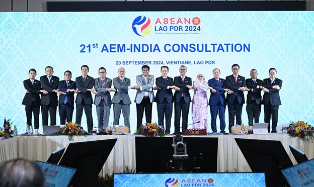 Ảnh: Hội nghị Tham vấn Bộ trưởng Kinh tế ASEAN - Ấn Độ lần thứ 21 ngày 20/9/2024 tại Viêng Chăn, Lào 